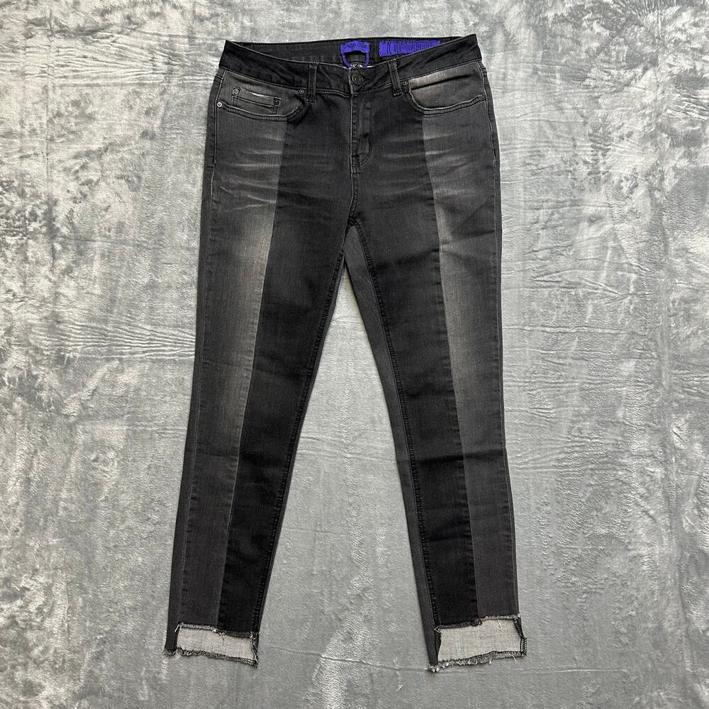 Indigo Rein Two Tone Skinny Jeans‎ Women's Sz 11 Black Gray